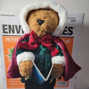 Vtg MTY International Christmas Standing "NOEL" Brown Bear Plush Toy Display 19"